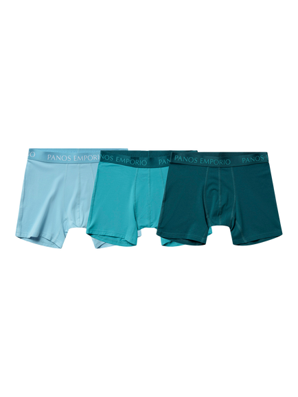 Panos Emporio Bamboo Blend Boxer Shorts, Pack of 3, Blue, Blue