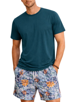 Panos Emporio Stretch Cotton Plain T-Shirt, Green Lagoon, Green Lagoon