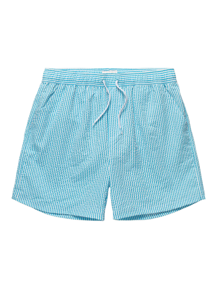 Panos Emporio Seersucker Stripe Swim Shorts, Blue/White - view 2, Blue/White