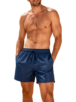 Panos Emporio Luxe Herringbone Swim Shorts, Dark Blue, Dark Blue