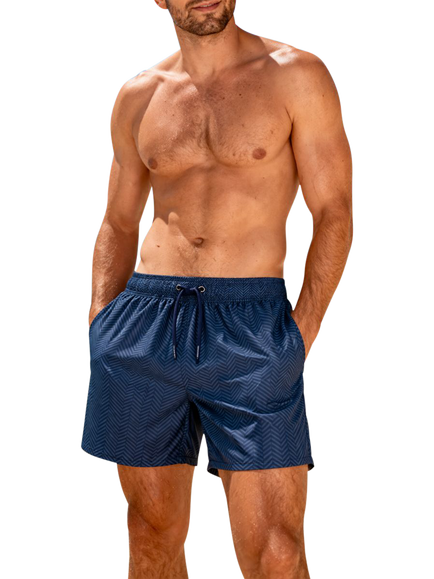 Panos Emporio Luxe Herringbone Swim Shorts, Dark Blue, Dark Blue