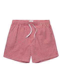 Panos Emporio Seersucker Stripe Swim Shorts, Red/White - view 2, Red/White