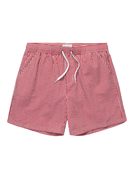 Panos Emporio Seersucker Stripe Swim Shorts, Red/White - view 2, Red/White