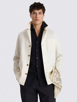 Moss Linen Twill Shacket, Off White, Off White