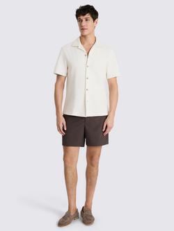 Moss Cuban Knit Self Stripe Shirt, Beige - view 2, Beige