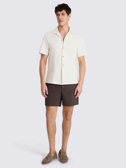 Moss Cotton Blend Knitted Cuban Collar Shirt, Off White - view 2, Off White