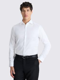 Moss Slim Fit Long Sleeve Dobby Shirt, White, White