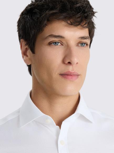 Moss Slim Fit Cotton Dobby Shirt, White - view 2, White