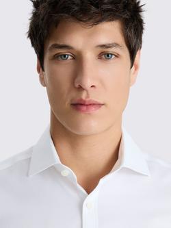 Moss Slim Fit Long Sleeve Dobby Oxford Shirt, White - view 2, White