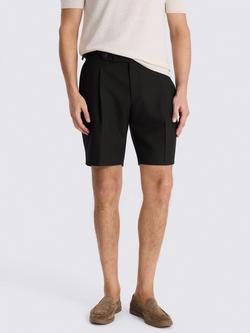 Moss Pleated Wool Shorts, Black