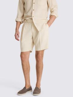 Moss Pleated Wool Shorts, Neutral