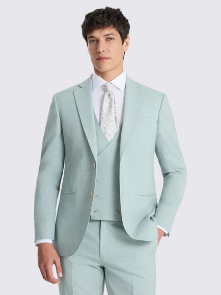 Moss Slim Fit Marl Suit Jacket, Aqua Blue, Aqua Blue