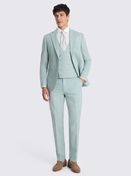 Moss Slim Fit Marl Suit Jacket, Aqua Blue - view 2, Aqua Blue