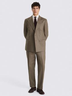 Moss Loose Fit Double-Breasted Linen Suit Jacket, Taupe - view 2, Taupe