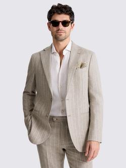 Moss Tailored Fit Stripe Linen Suit Jacket, Taupe, Taupe