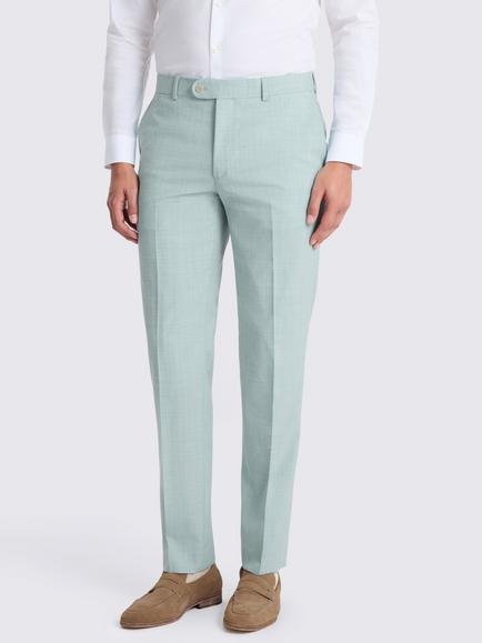Moss Slim Fit Marl Wool Blend Suit Trousers, Aqua Blue, Aqua Blue