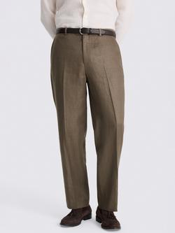 Moss Loose Fit Linen Suit Trousers, Taupe, Taupe