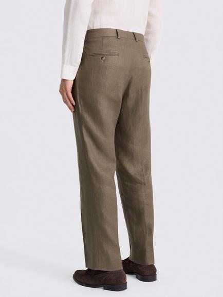 Moss Relaxed Fit Linen Suit Trousers, Taupe - view 2, Taupe