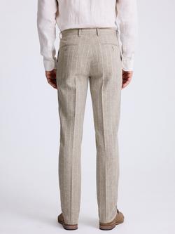 Moss Tailored Fit Stripe Linen Suit Trousers, Taupe - view 2, Taupe