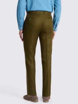 Moss Twill Linen Trousers, Olive - view 2, Olive