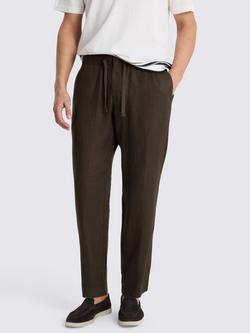 Moss Drawstring Linen Trousers, Brown