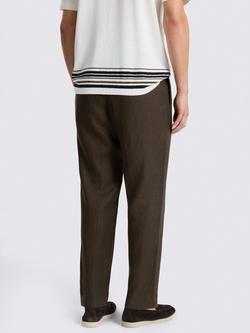 Moss Drawstring Linen Trousers - view 2, Brown