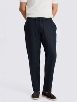 Moss Drawstring Linen Trousers, Navy