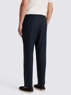 Moss Drawstring Linen Trousers - view 2, Navy