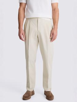 Moss Pleated Cotton Blend Formal Trousers, Light Camel