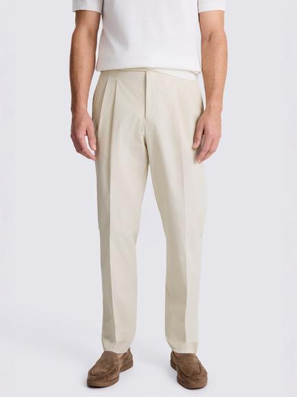 Moss Cotton Pleated Trousers, Light Camel