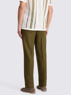 Moss Linen Blend Twill Beach Trousers, Khaki - view 2, Khaki