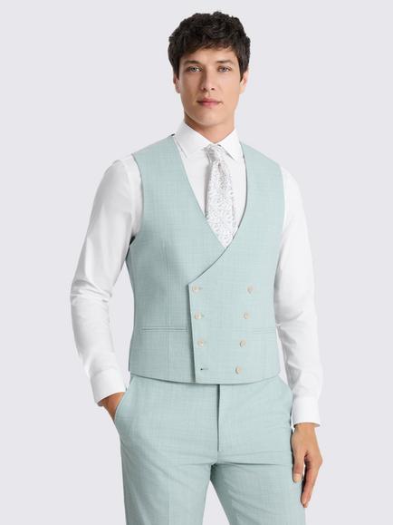 Moss Slim Fit Marl Waistcoat, Aqua, Aqua