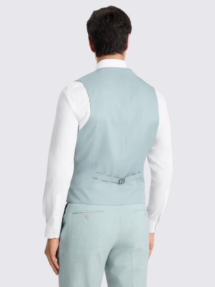 Moss Slim Fit Marl Waistcoat, Aqua - view 2, Aqua