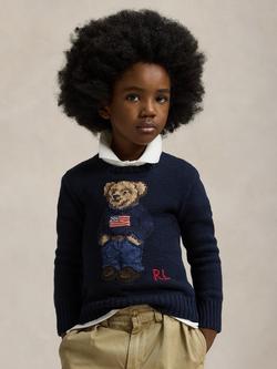 Polo Ralph Lauren Kids' Cotton American Flag Jumper, Navy, Navy
