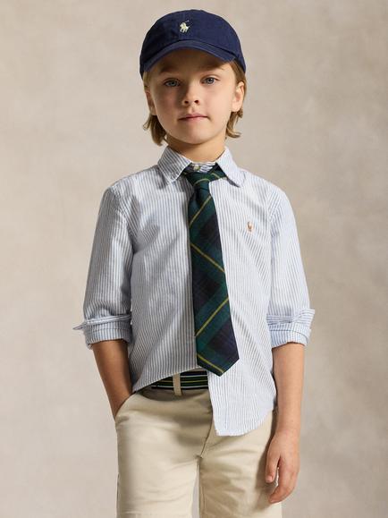 Polo Ralph Lauren Kids' Long Sleeve Oxford Shirt, Light Blue Stripe, Light Blue Stripe