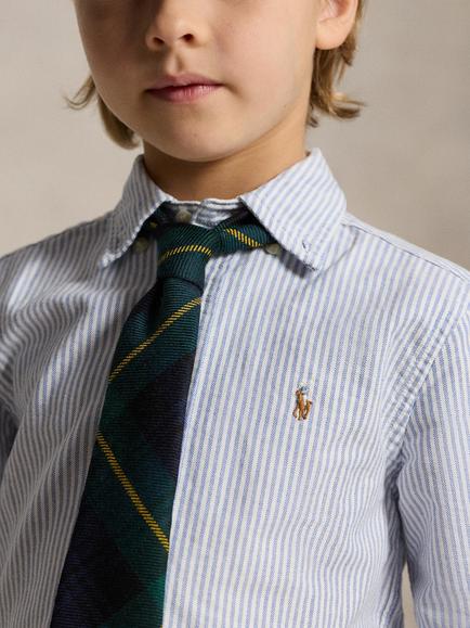 Polo Ralph Lauren Kids' Long Sleeve Oxford Shirt, Light Blue Stripe - view 2, Light Blue Stripe