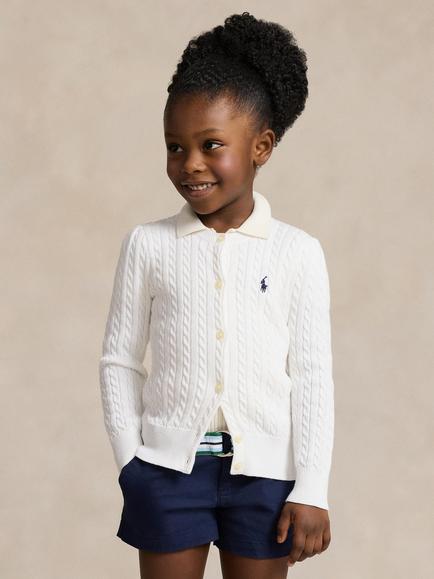 Polo Ralph Lauren Kids' Cable Knit Cardigan, White, White