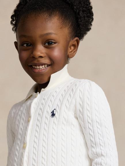 Polo Ralph Lauren Kids' Cable Knit Cardigan, White - view 2, White