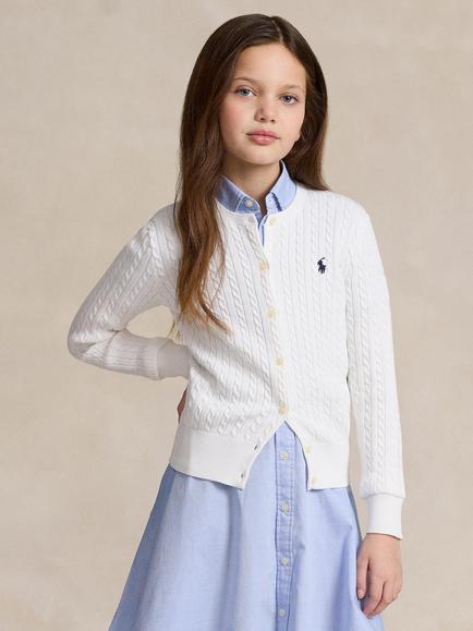 Polo Ralph Lauren Kids' Cable Knit Cardigan, White