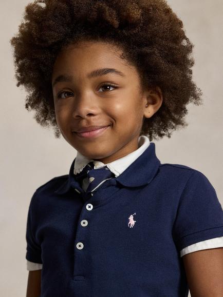 Ralph Lauren Kids' Short Sleeve Knit Polo Dress, Refined Navy - view 2, Refined Navy