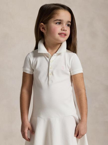 Ralph Lauren Kids' Short Sleeve Knit Polo Dress, White, White