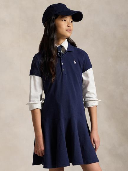 Ralph Lauren Kids' Short Sleeve Knit Polo Dress, Refined Navy, Refined Navy