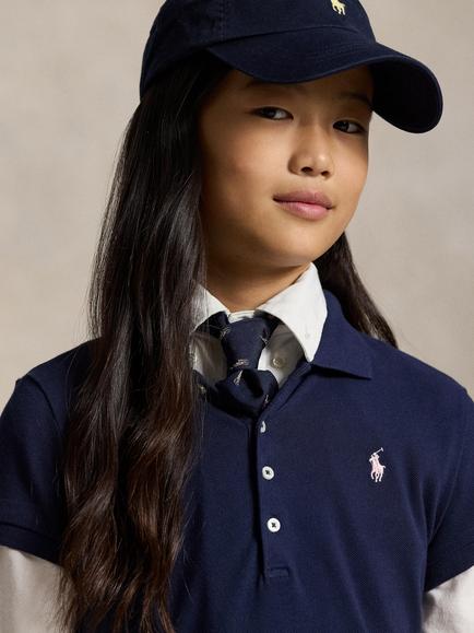 Ralph Lauren Kids' Short Sleeve Knit Polo Dress, Refined Navy - view 2, Refined Navy