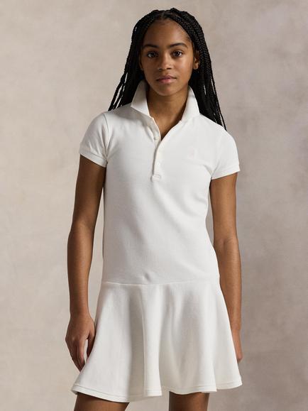 Ralph Lauren Kids' Short Sleeve Knit Polo Dress, White, White