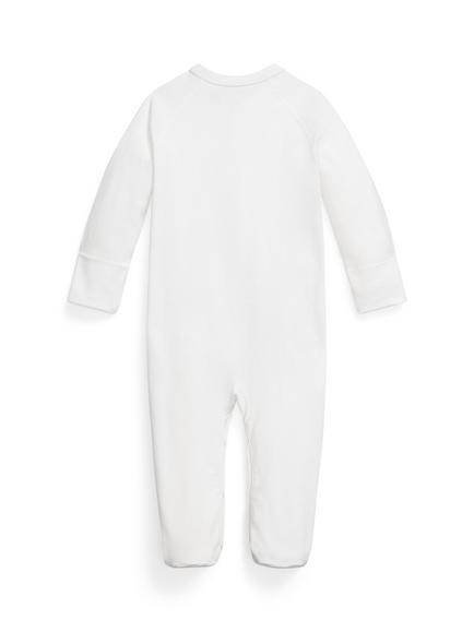 Ralph Lauren Baby Pure Cotton Long Sleeve Bodysuit, White - view 2, White