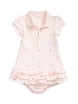 Ralph Lauren Baby Cotton Dress and Bloomers Set, Pink, Pink