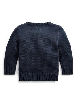 Ralph Lauren Baby Cotton Flag Jumper, Hunter Navy - view 2, Hunter Navy