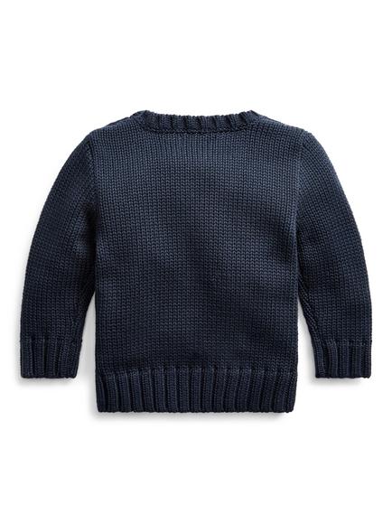 Ralph Lauren Baby Cotton Flag Jumper, Hunter Navy - view 2, Hunter Navy
