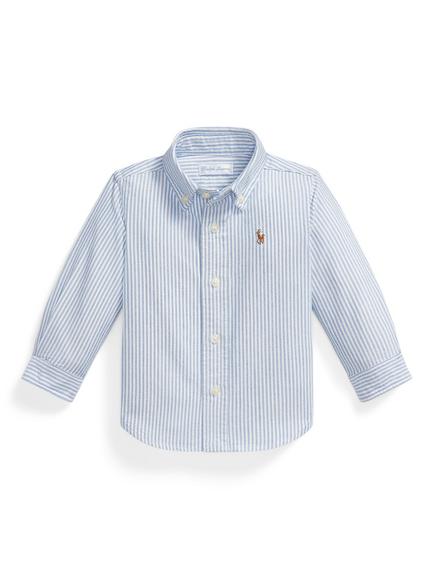 Ralph Lauren Baby Pure Cotton Long Sleeve Shirt, Light Blue Stripe, Light Blue Stripe