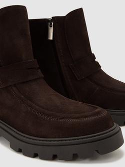 Reiss Talia Suede Ankle Boots, Chocolate - view 2, Chocolate